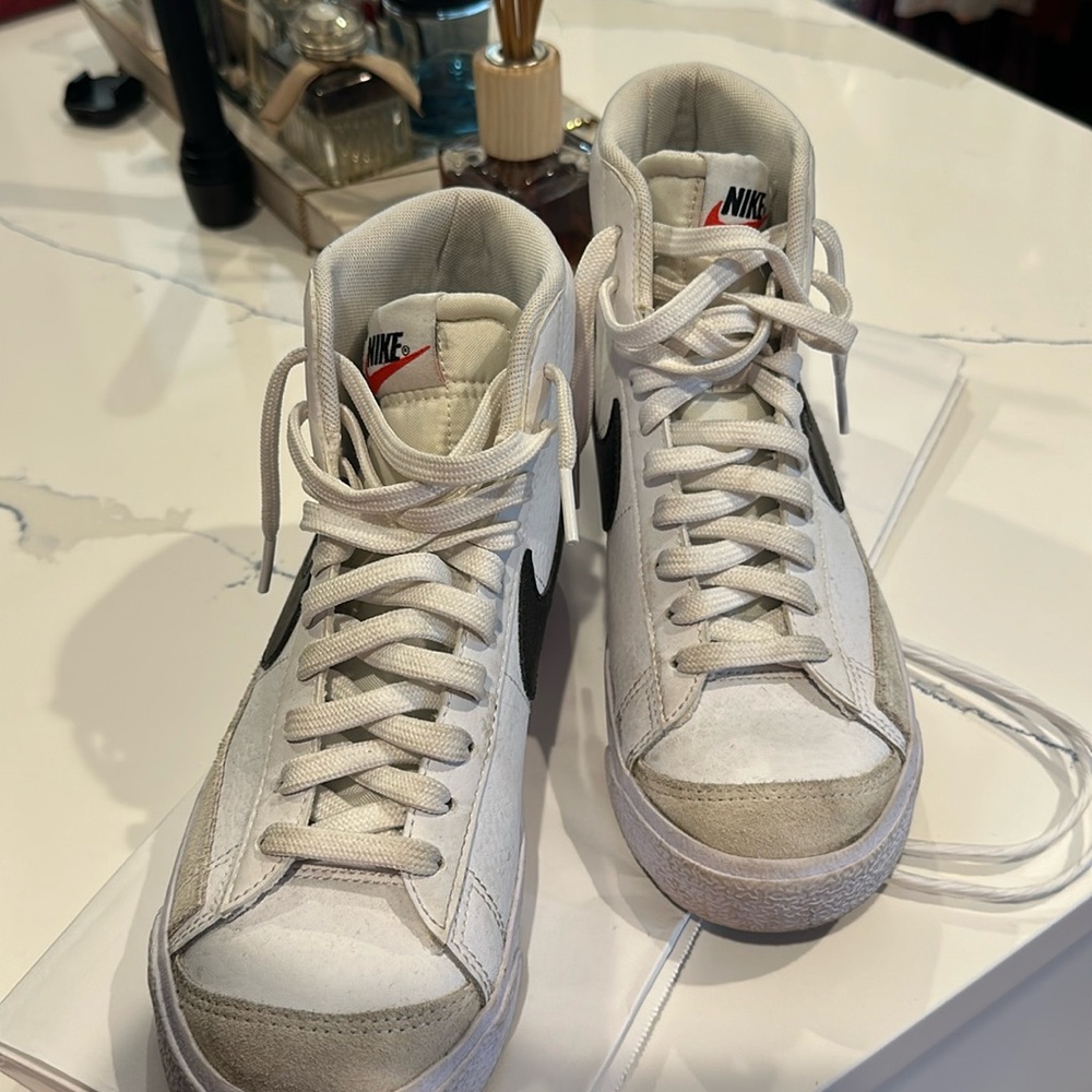 Nike Blazers - white with black swoosh